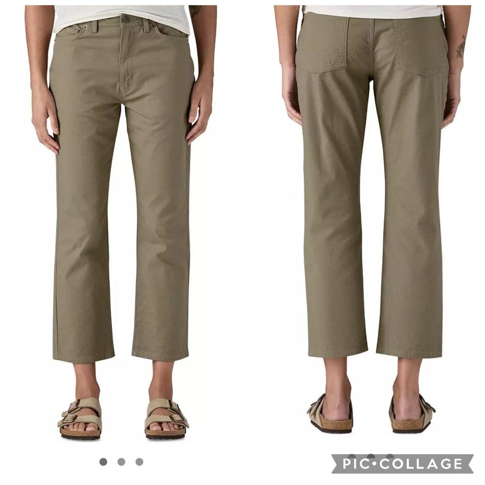 Patagonia Cropped Straight Fit 5 Pocket Green Cotton Pants Size 10 [32x26] NWOT